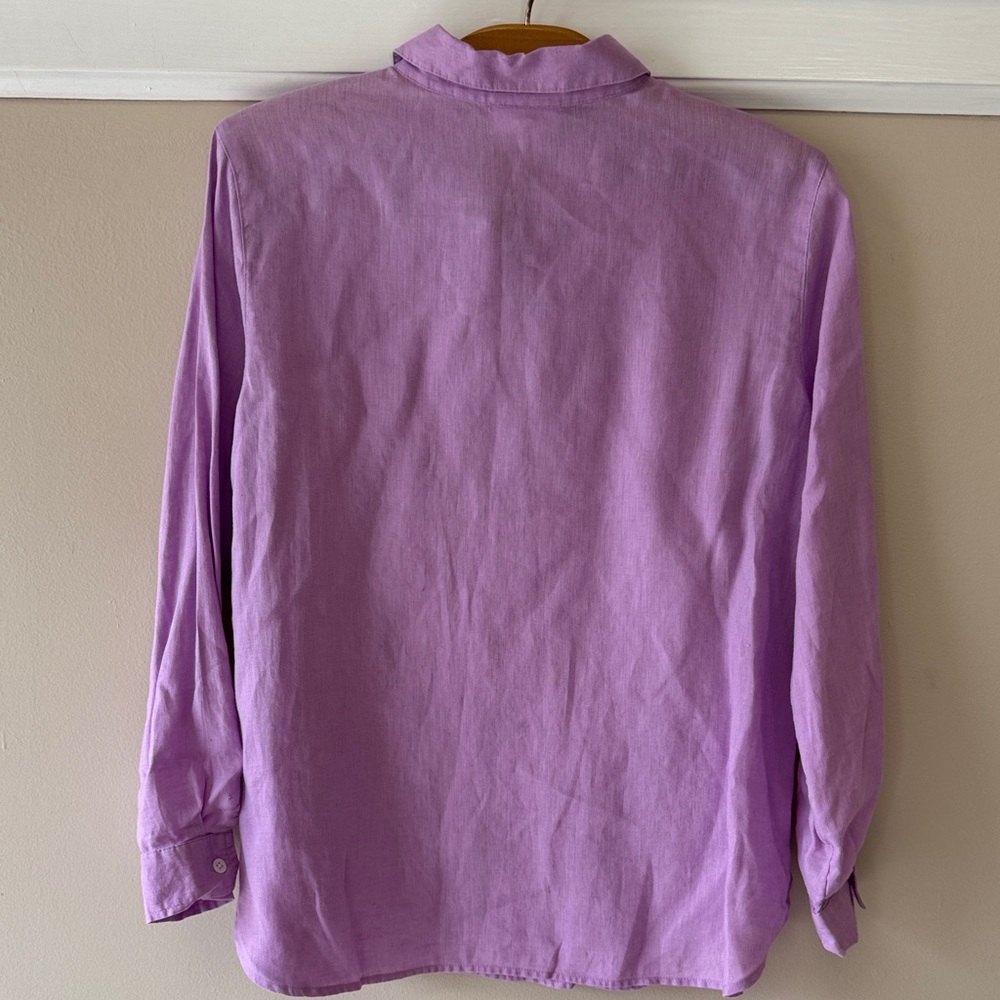 J. Jill Love Linen Lightweight Lavender Button-Down Long Sleeves Shirt - Picture 5 of 5